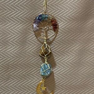 Bohemian Crystal Hanging Decor with Moon and Star